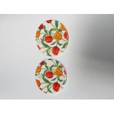 Ceramic Round  Tulip Coaster - set of 2